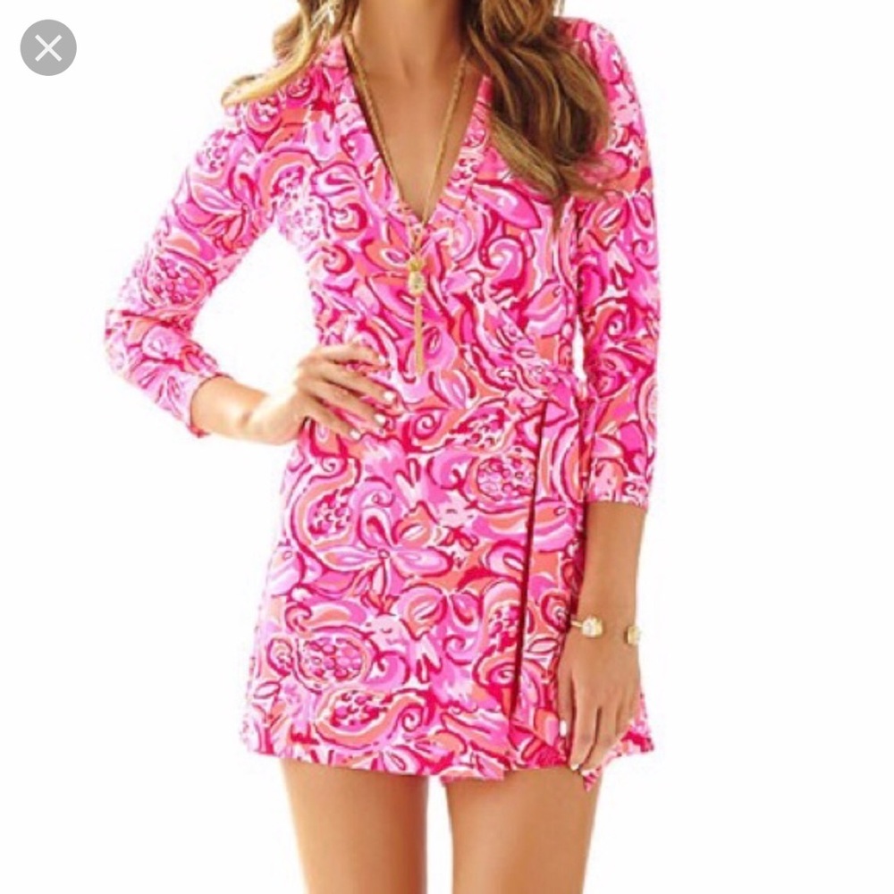 Lilly Pulitzer Karlie Romper Pink Pout Mango Salsa